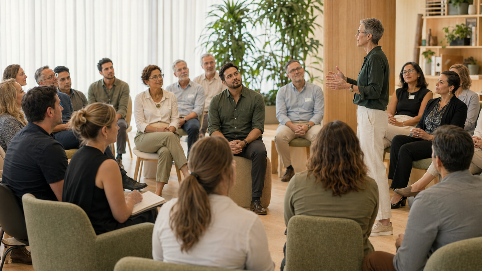 Team members attending a workplace mental health and resilience program.