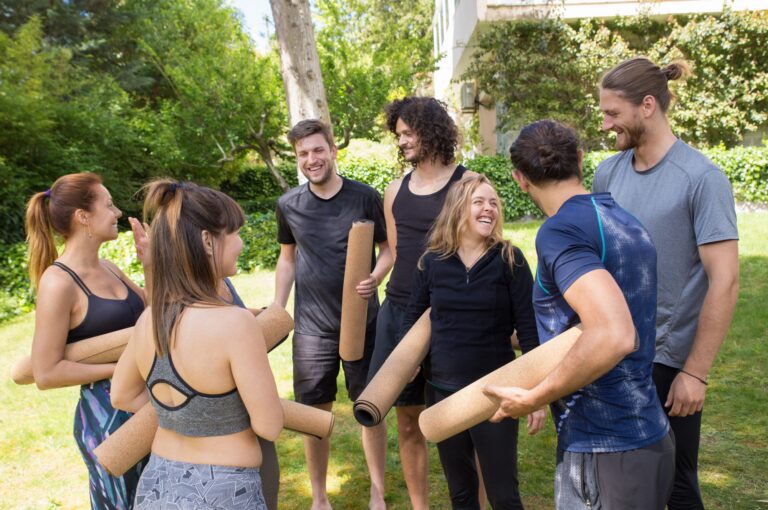 Employees at a wellbeing meditation session
