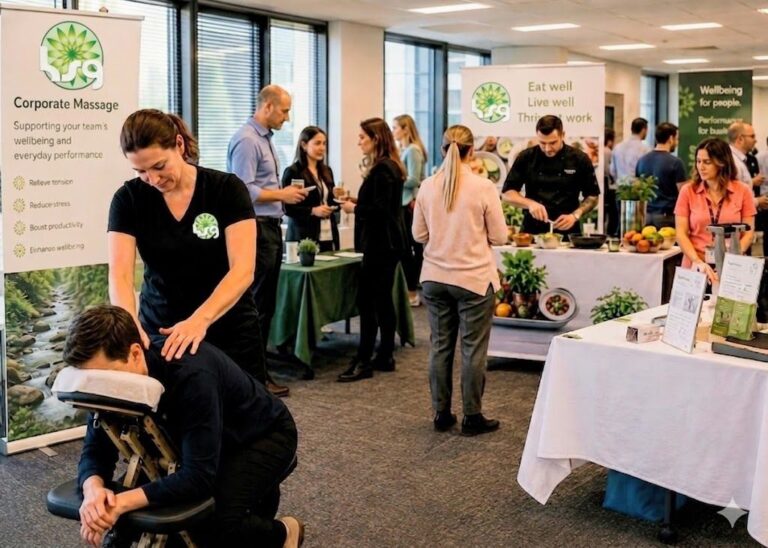 Health and wellbeing expo display and team