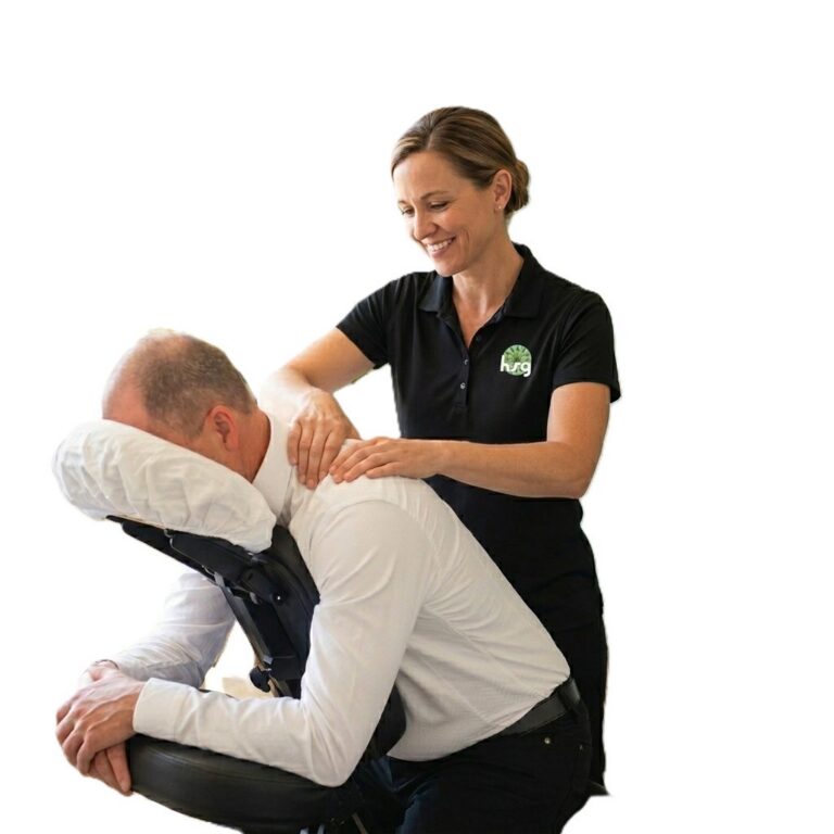 Workplace massage therapy session