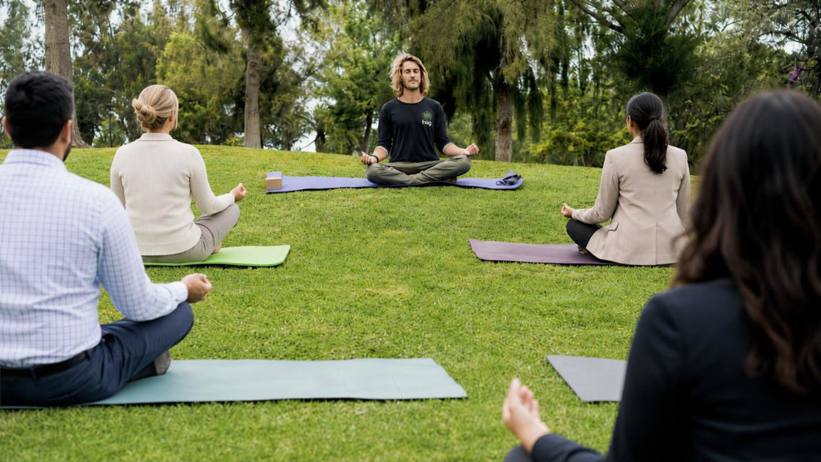 Mindfulness meditation session at a workplace event