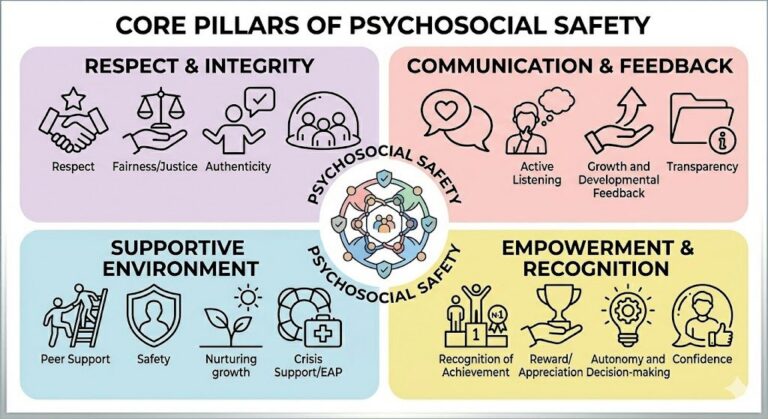 A psychologically safe team discussion at work