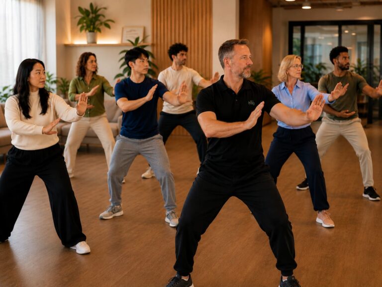 Workplace tai chi and mindfulness session